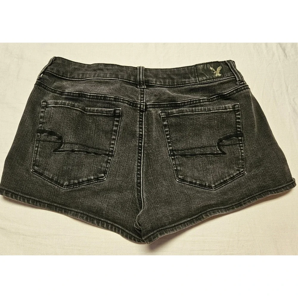 American Eagle Hi-Rise Shortie Denim Shorts Womens 8 Black 360 Super Stretch